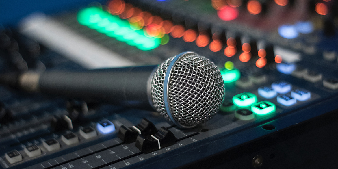 microphone laying on and av board