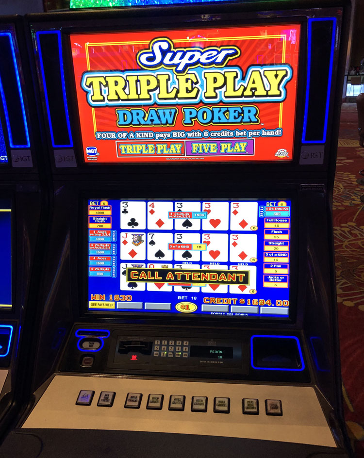 $1,630 on Super Triple Play Draw Poker on October 26