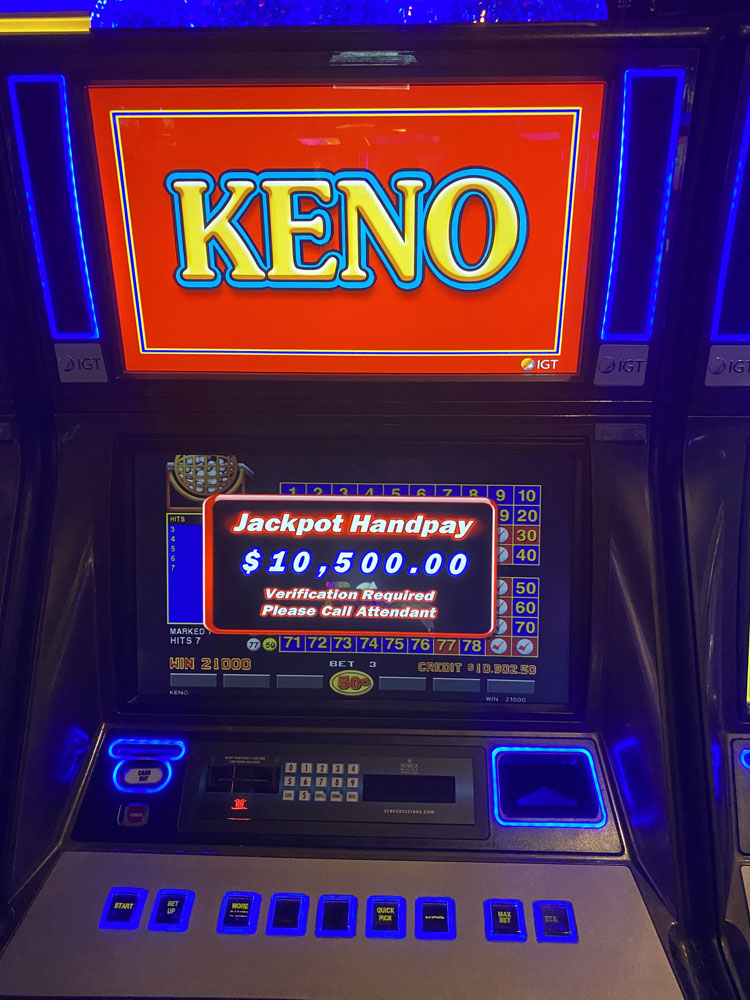 $10,500 on Keno on October 10