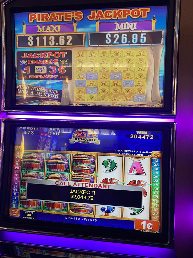 $2,045 on Pirates Jackpot on October 19